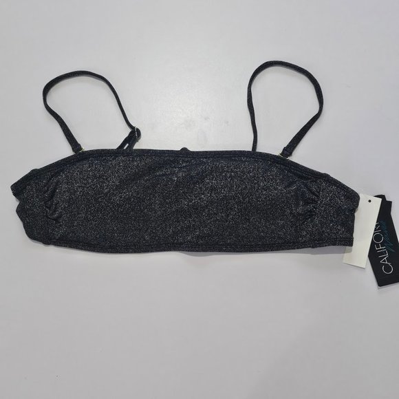 California Waves Metallic Shine Bandeau Neckline Bikini Top - Picture 5 of 9